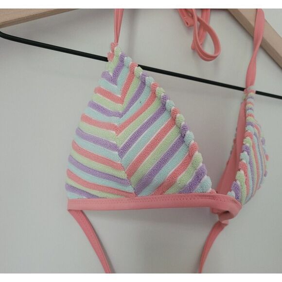 Aerie Multicolor Terry Triangle Cheeky Bikini Size Small & Medium - Picture 6 of 12